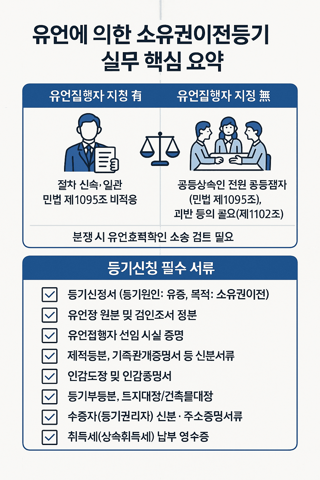 유언에 의한 소유권이전등기 실무 핵심 요약