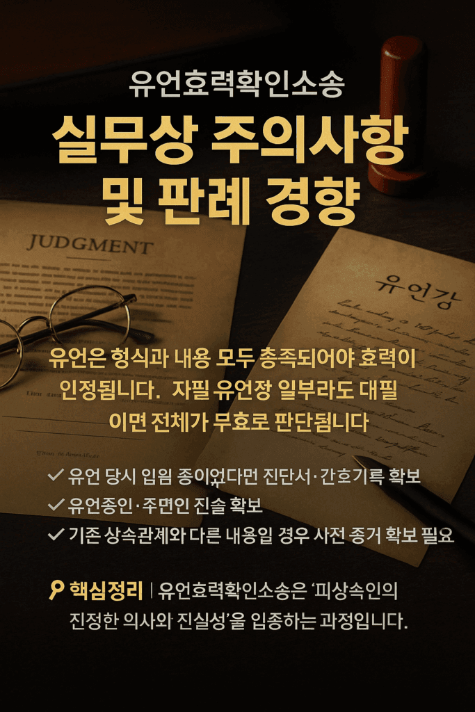유언효력확인소송 실무상 주의사항 및 판례 경향