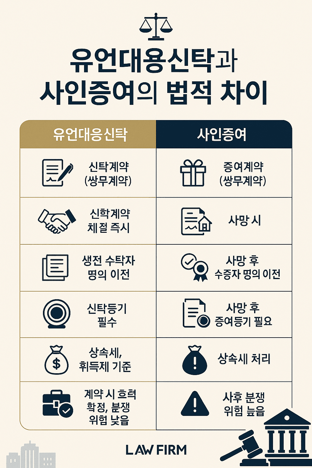 유언대용신탁과 사인증여의 법적 차이