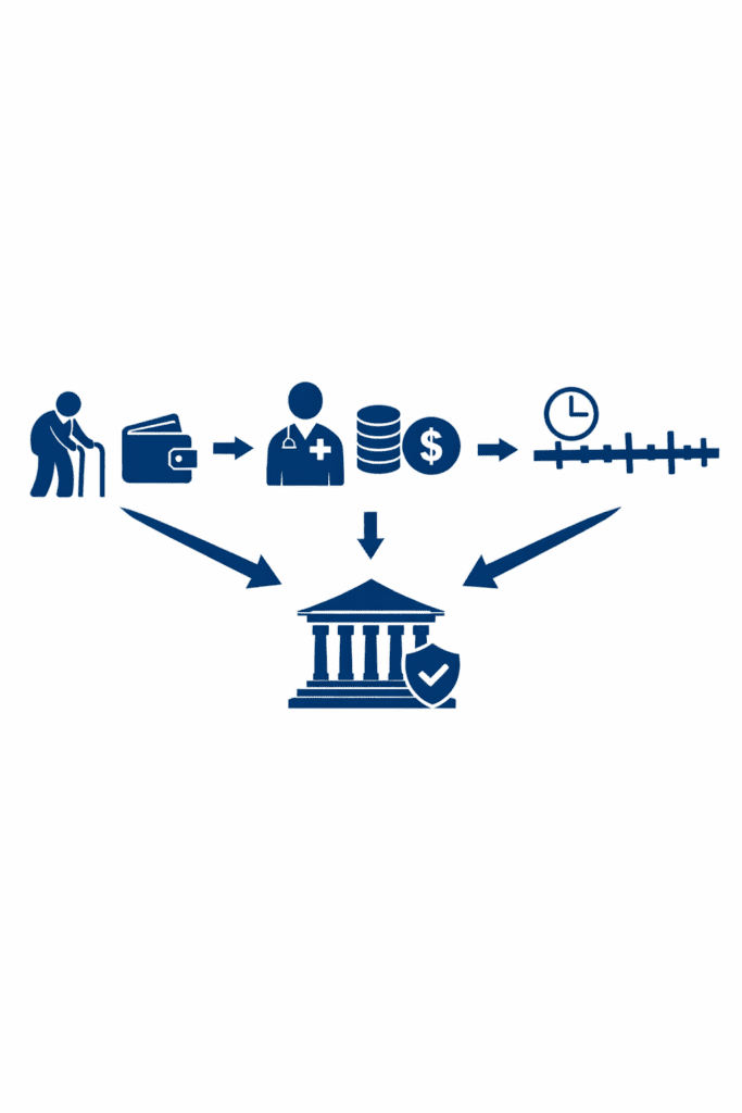 노인, 건강, 재정, 시간, 은행