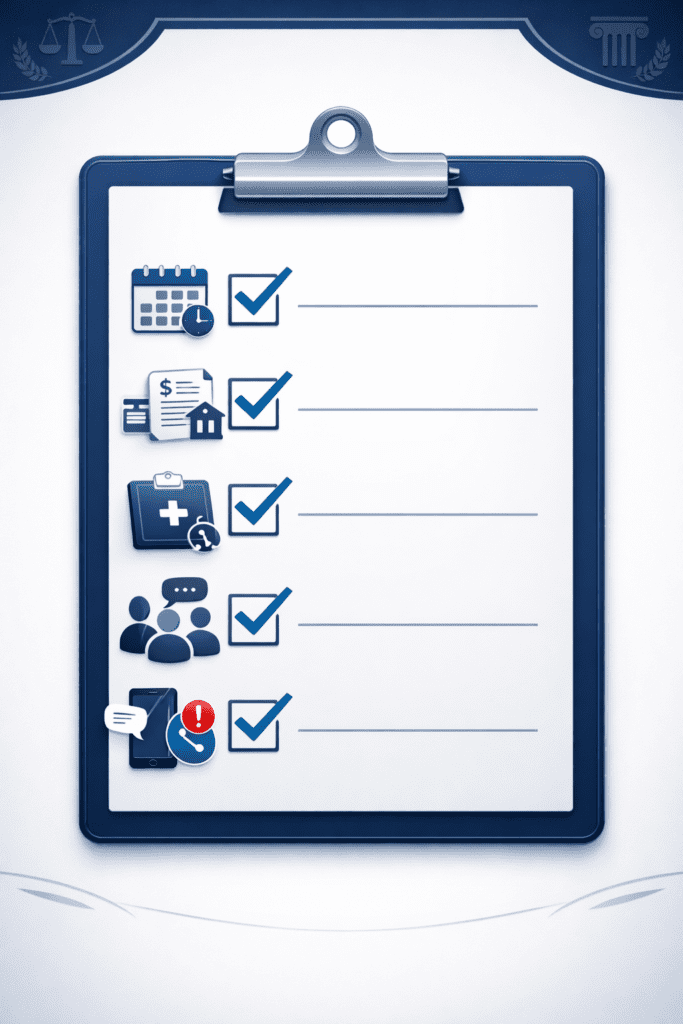 체크리스트와 아이콘들로 구성됨