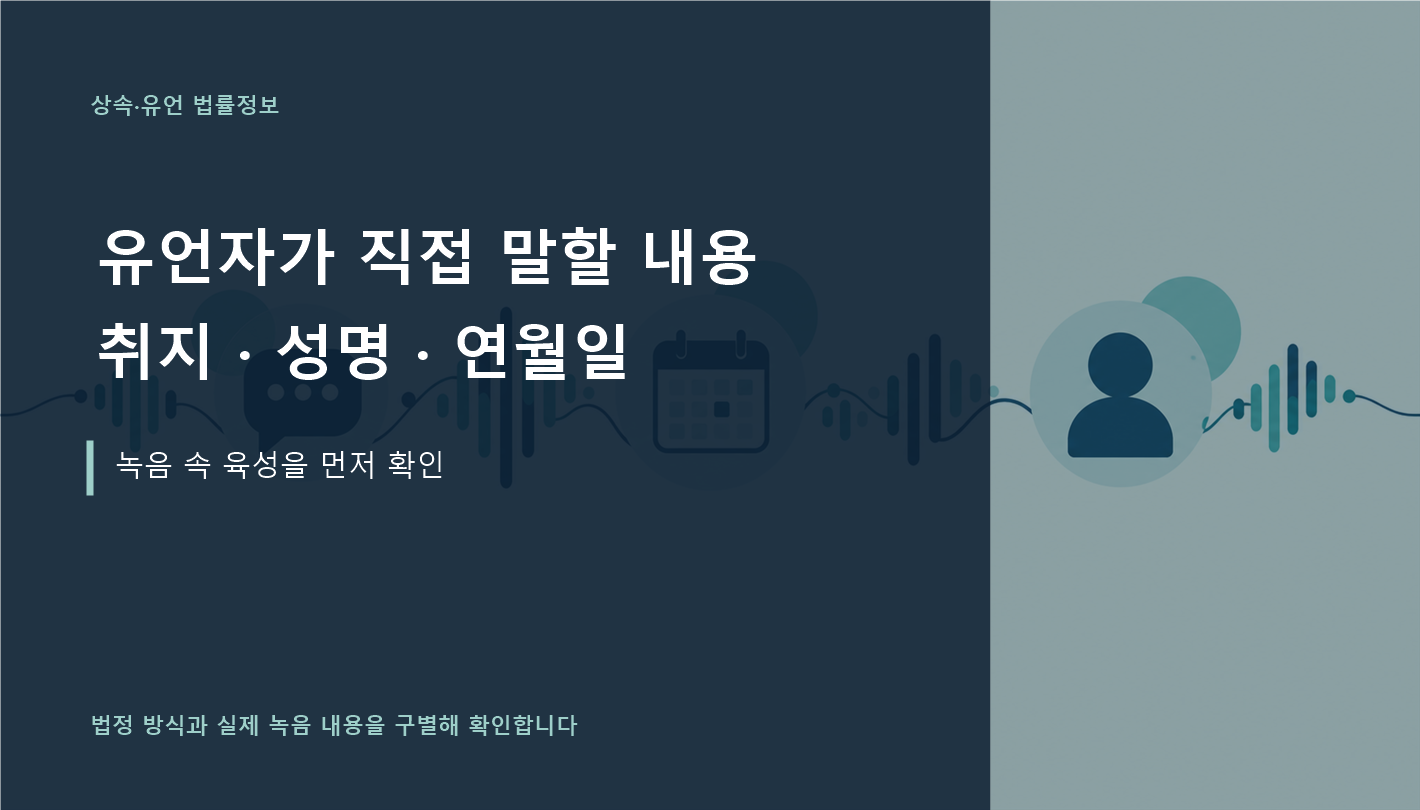 유언자가 직접 말할 유언 취지·성명·연월일을 정리한 이미지