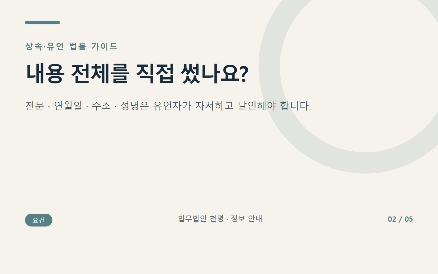 자필증서 유언의 전문·연월일·주소·성명 자서와 날인 요건