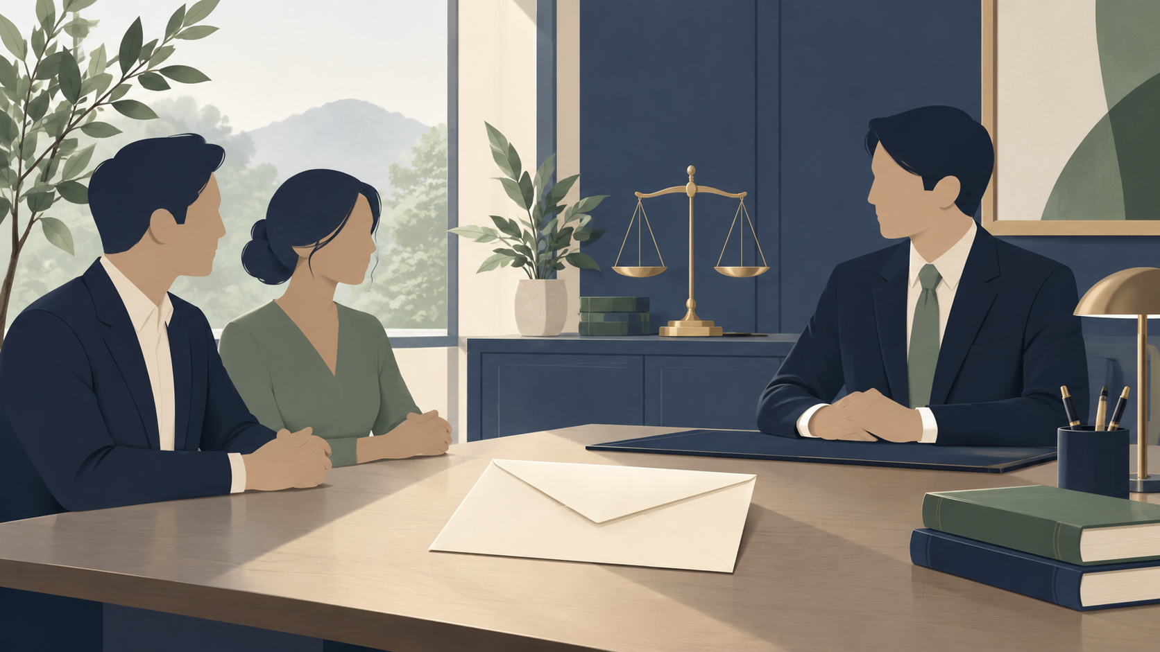비밀증서와 공정증서 유언의 별도 절차를 상징하는 일러스트