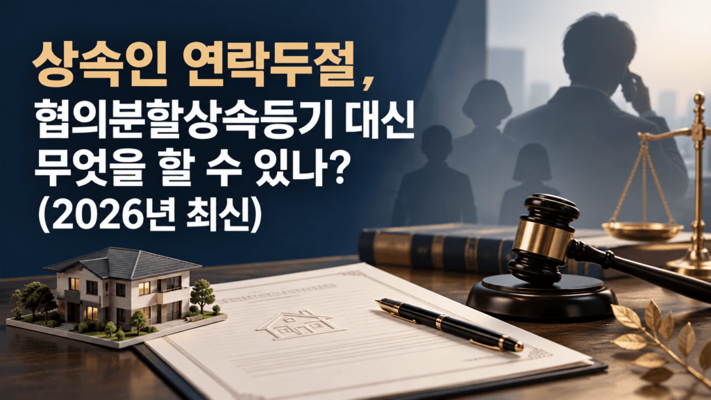 상속인 연락두절, 협의분할상속등기 대신 무엇을 할 수 있나?(2026년 최신)