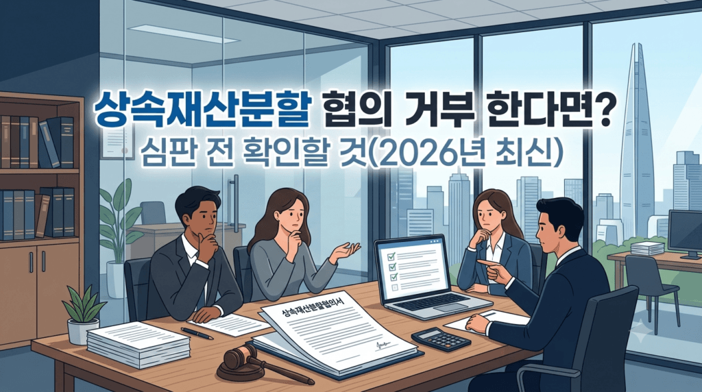 상속재산분할 협의 거부 한다면? 심판 전 확인할 것(2026년 최신)