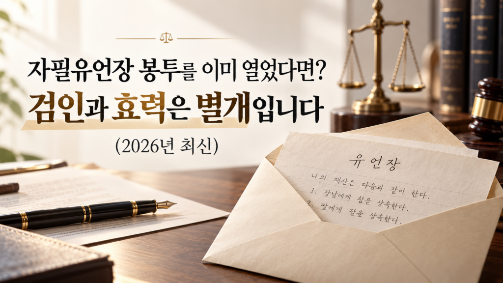 자필유언장 봉투를 이미 열었다면? 검인과 효력은 별개입니다(2026년 최신) 2 자필유언장 봉투를 이미 열었다면? 검인과 효력은 별개입니다(2026년 최신)